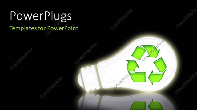  Presentation with saving - A bulb with the recycle sign and blackish background