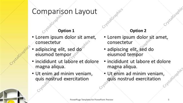 Comparison presentation slide layout