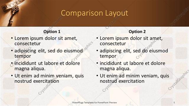 Comparison presentation slide layout