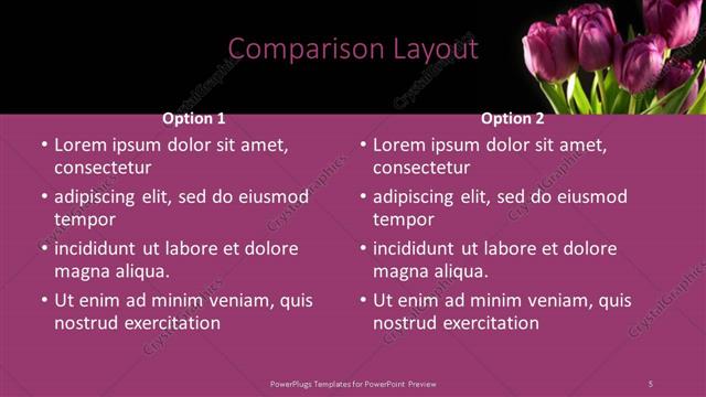 Comparison presentation slide layout
