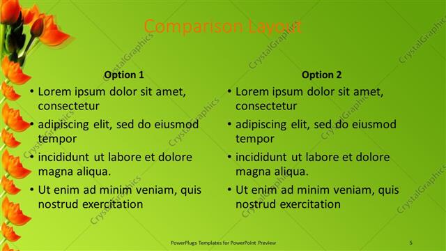 Comparison presentation slide layout