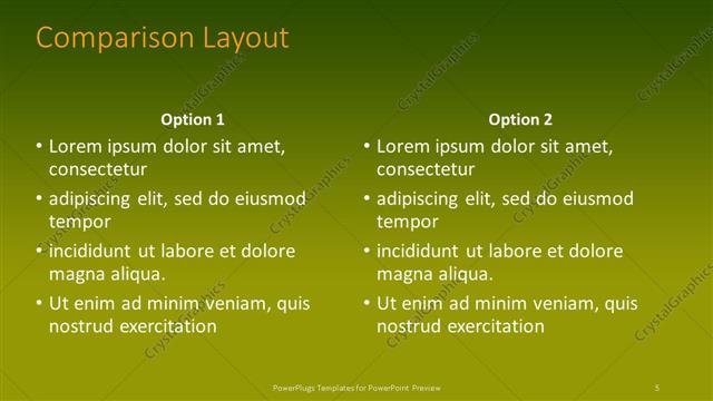 Comparison presentation slide layout