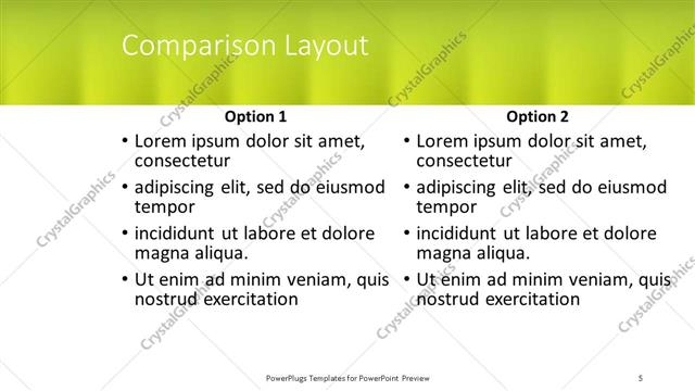Comparison presentation slide layout
