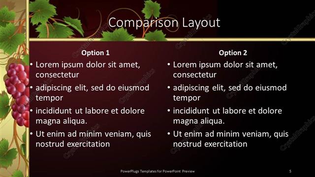 Comparison presentation slide layout