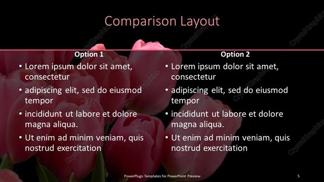 Comparison presentation slide layout