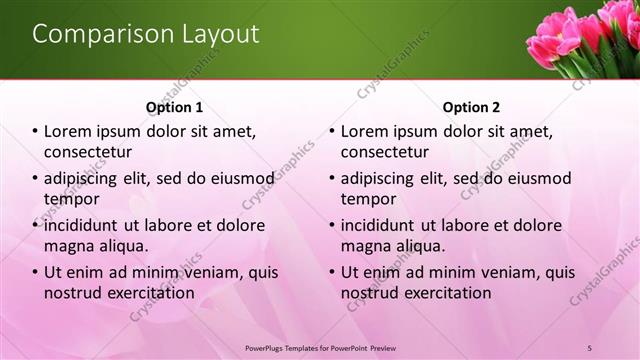 Comparison presentation slide layout
