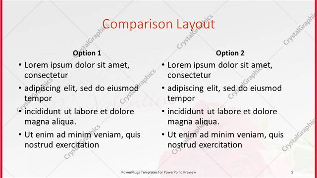 Comparison presentation slide layout