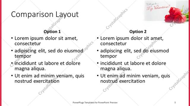 Comparison presentation slide layout
