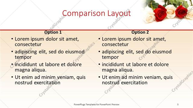 Comparison presentation slide layout