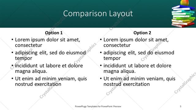 Comparison presentation slide layout