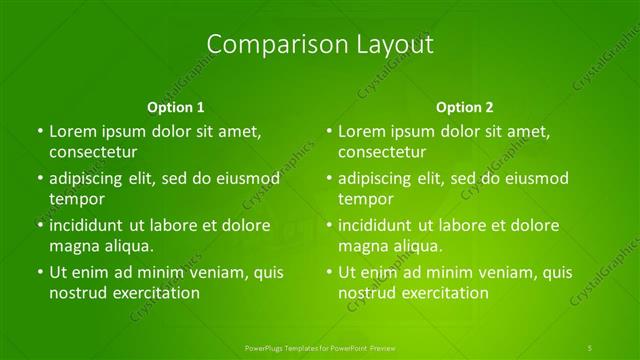 Comparison presentation slide layout