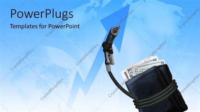  Presentation with fuel - A bundle of notes in a purse with map in the background