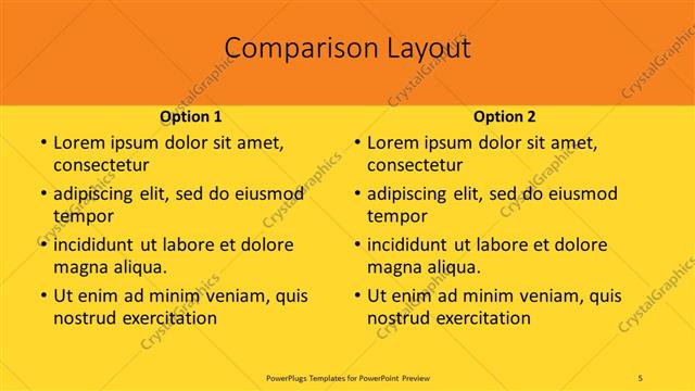 Comparison presentation slide layout