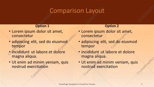 Comparison presentation slide layout