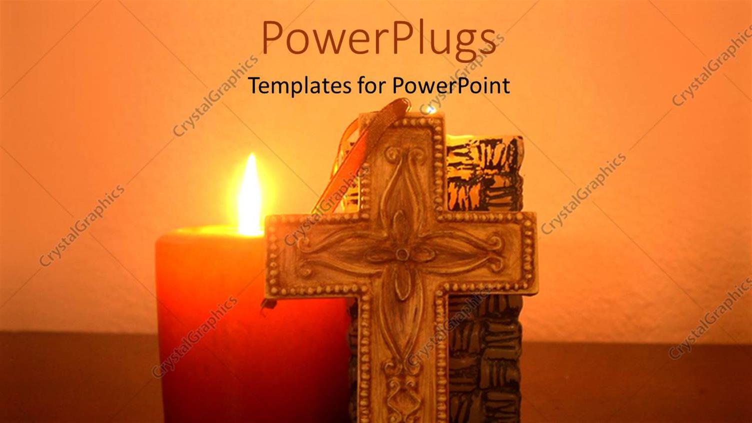 Featuring Burning Candle with Cross and Holy Book in Background