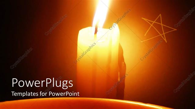  Presentation with candle - Burning candle in front of etched star