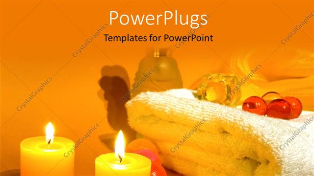  Presentation with oils - Burning candles with natural oils and white towel for aromatherapy