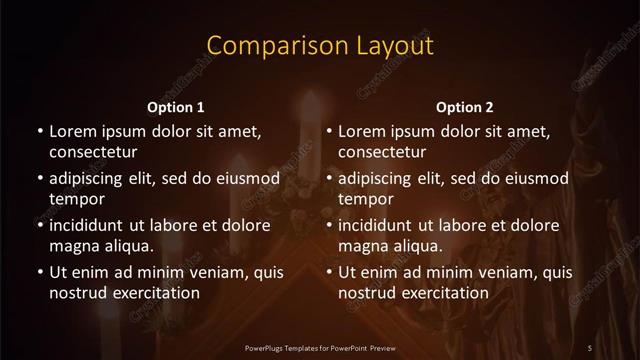 Comparison presentation slide layout
