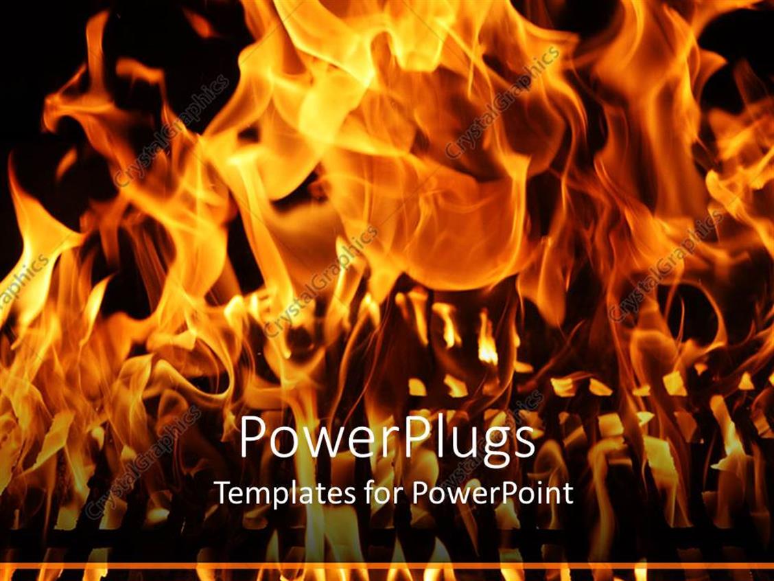 PowerPoint Template a burning fire with blackish background (4321)