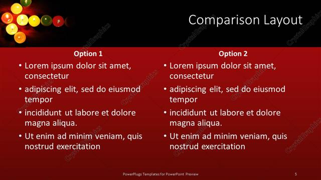 Comparison presentation slide layout