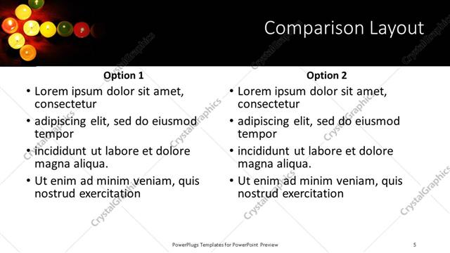 Comparison presentation slide layout