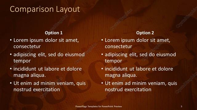 Comparison presentation slide layout