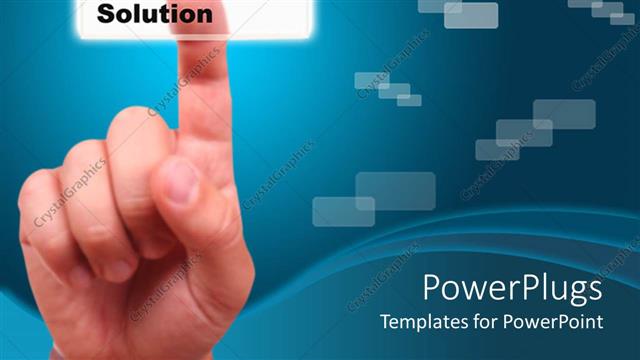  Presentation with tab - A business amn pointing on a solution tab