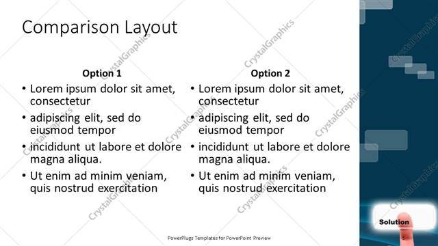 Comparison presentation slide layout