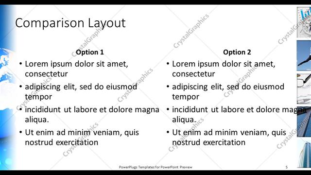 Comparison presentation slide layout