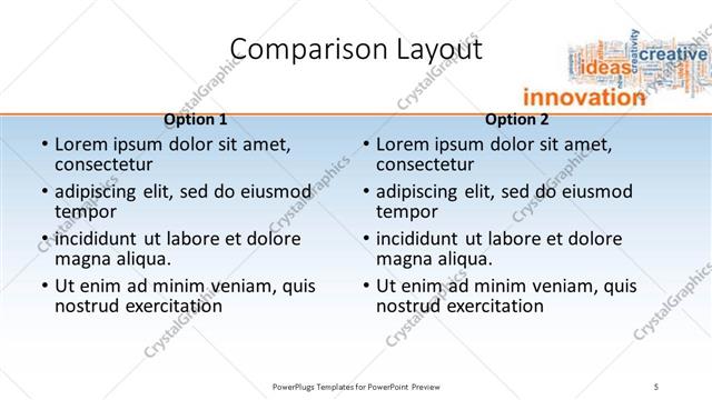 Comparison presentation slide layout