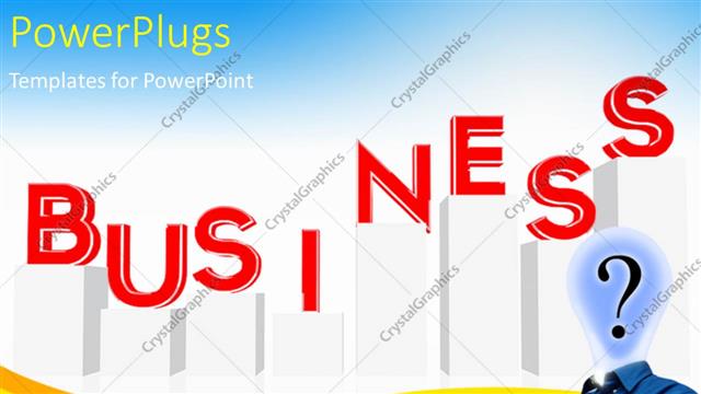  Presentation with questions - Business chart with word BUSINESS and man with questions