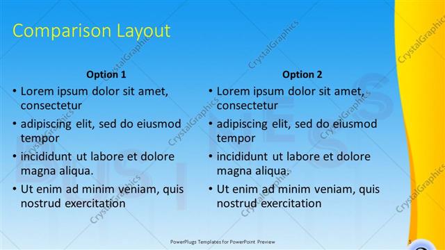 Comparison presentation slide layout