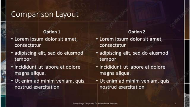 Comparison presentation slide layout