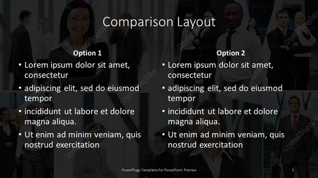 Comparison presentation slide layout