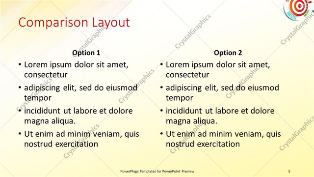 Comparison presentation slide layout