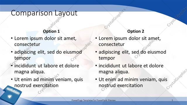 Comparison presentation slide layout