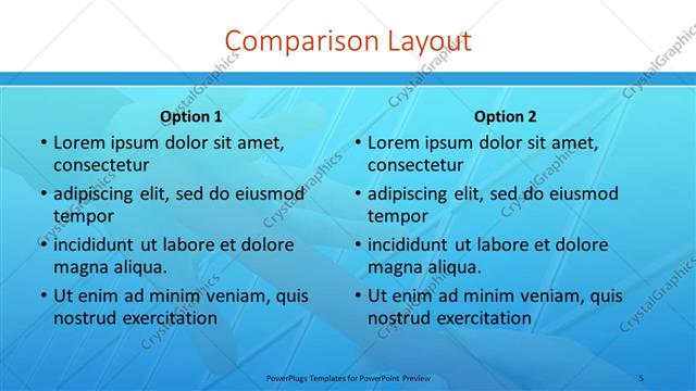 Comparison presentation slide layout
