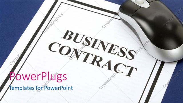  Presentation with contract - A business contract with a mouse and bluish background