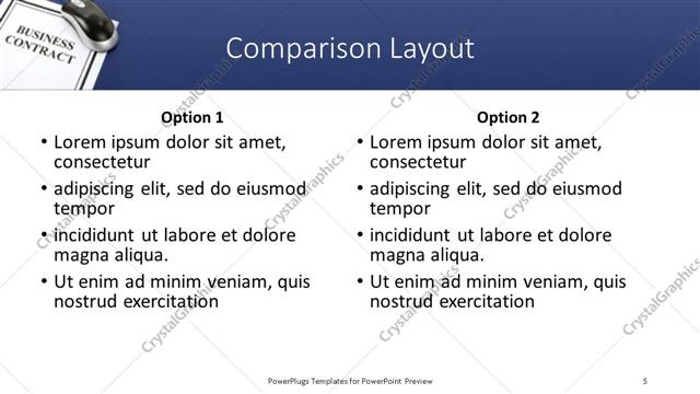 Comparison presentation slide layout