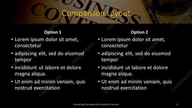 Comparison presentation slide layout