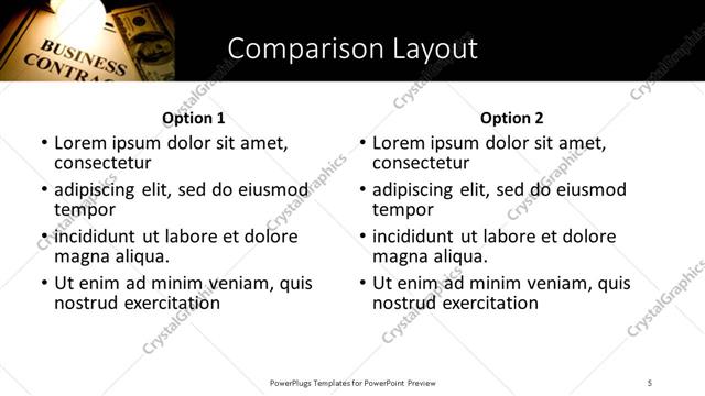 Comparison presentation slide layout