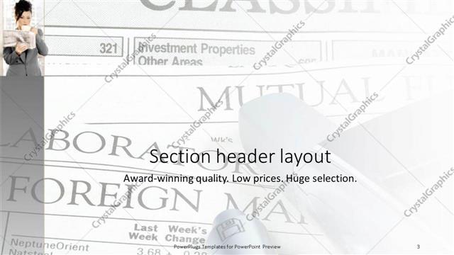 Section Header presentation slide layout