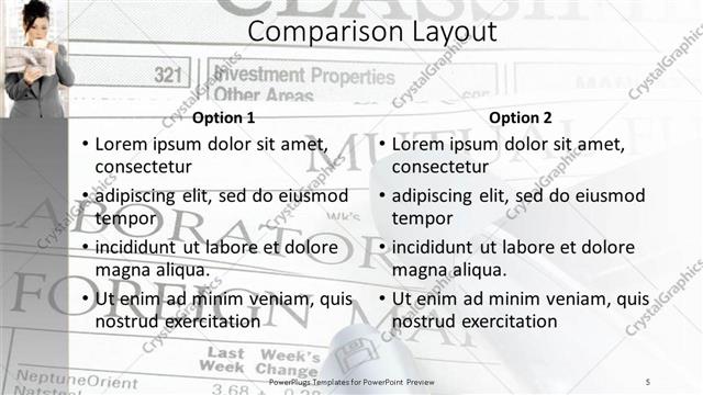 Comparison presentation slide layout