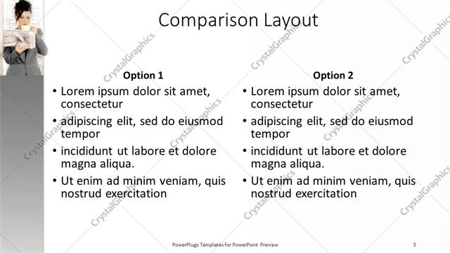 Comparison presentation slide layout