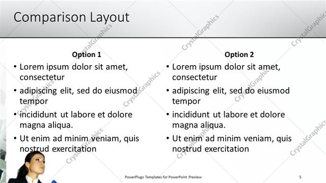 Comparison presentation slide layout