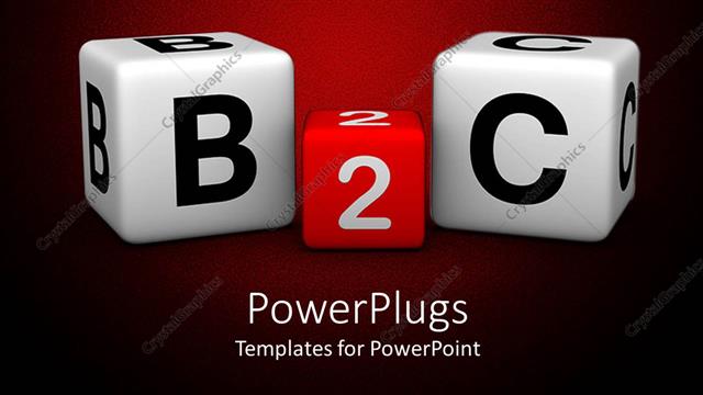  Presentation with symbol - Business to customer symbol in dice form on wine background