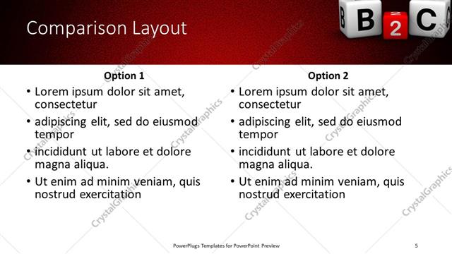 Comparison presentation slide layout