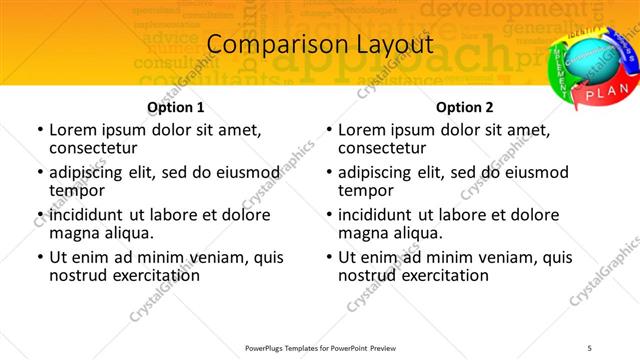 Comparison presentation slide layout