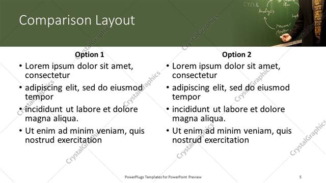 Comparison presentation slide layout