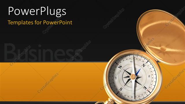  Presentation with direction - Business depiction with open compass for direction over black background